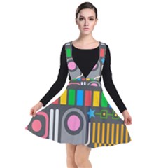 Pattern Geometric Abstract Colorful Arrow Line Circle Triangle Plunge Pinafore Dress by Bangk1t