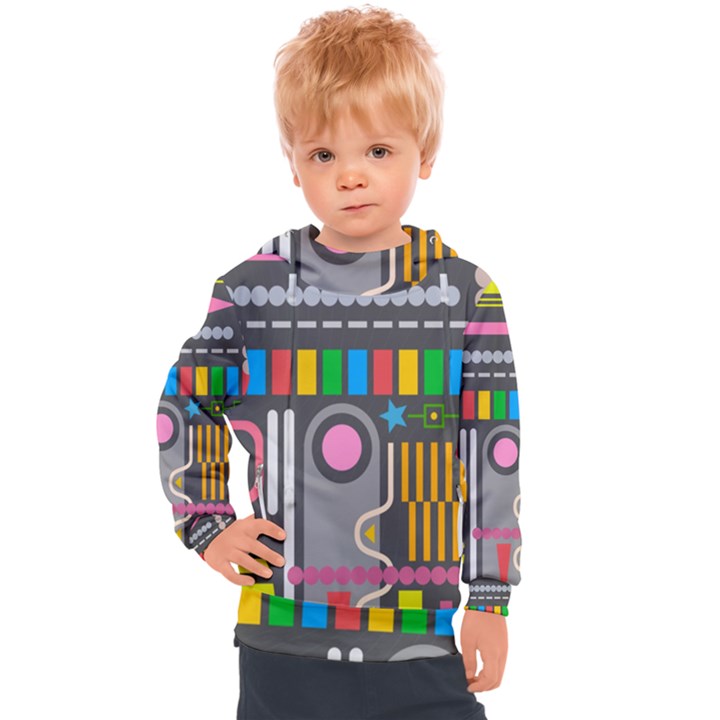 Pattern Geometric Abstract Colorful Arrow Line Circle Triangle Kids  Hooded Pullover