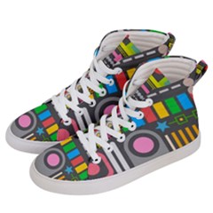 Pattern Geometric Abstract Colorful Arrow Line Circle Triangle Women s Hi-top Skate Sneakers by Bangk1t