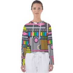 Pattern Geometric Abstract Colorful Arrow Line Circle Triangle Women s Slouchy Sweat by Bangk1t