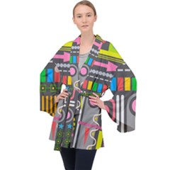 Pattern Geometric Abstract Colorful Arrow Line Circle Triangle Long Sleeve Velvet Kimono  by Bangk1t