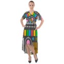 Pattern Geometric Abstract Colorful Arrow Line Circle Triangle Front Wrap High Low Dress View1