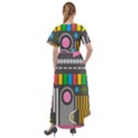 Pattern Geometric Abstract Colorful Arrow Line Circle Triangle Front Wrap High Low Dress View2