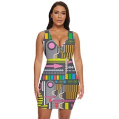 Pattern Geometric Abstract Colorful Arrow Line Circle Triangle Draped Bodycon Dress by Bangk1t