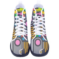 Pattern Geometric Abstract Colorful Arrow Line Circle Triangle Men s High-top Canvas Sneakers