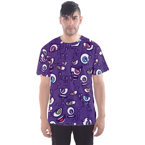 Eye Artwork Decor Eyes Pattern Purple Form Backgrounds Illustration Men s Sport Mesh Tee by Bangk1t