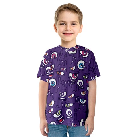 Eye Artwork Decor Eyes Pattern Purple Form Backgrounds Illustration Kids  Sport Mesh Tee by Bangk1t