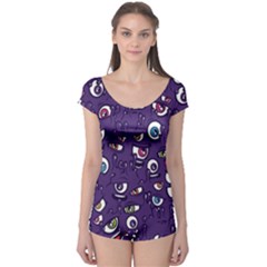 Eye Artwork Decor Eyes Pattern Purple Form Backgrounds Illustration Boyleg Leotard  by Bangk1t