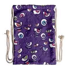 Eye Artwork Decor Eyes Pattern Purple Form Backgrounds Illustration Drawstring Bag (large) by Bangk1t