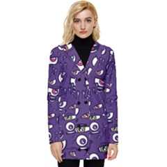 Eye Artwork Decor Eyes Pattern Purple Form Backgrounds Illustration Button Up Hooded Coat 