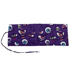 Eye Artwork Decor Eyes Pattern Purple Form Backgrounds Illustration Roll Up Canvas Pencil Holder (S)