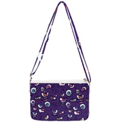 Eye Artwork Decor Eyes Pattern Purple Form Backgrounds Illustration Double Gusset Crossbody Bag