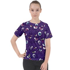 Eye Artwork Decor Eyes Pattern Purple Form Backgrounds Illustration Women s Sport Raglan Tee