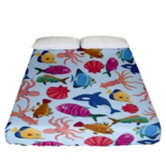 Sea Creature Themed Artwork Underwater Background Pictures Fitted Sheet (queen Size) by Bangk1t