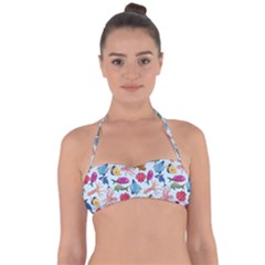 Sea Creature Themed Artwork Underwater Background Pictures Tie Back Bikini Top by Bangk1t