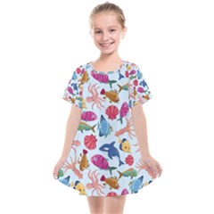 Sea Creature Themed Artwork Underwater Background Pictures Kids  Smock Dress by Bangk1t