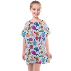 Sea Creature Themed Artwork Underwater Background Pictures Kids  One Piece Chiffon Dress by Bangk1t