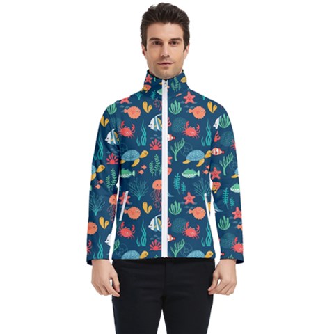 Variety Of Fish Illustration Turtle Jellyfish Art Texture Men s Bomber Jacket by Bangk1t