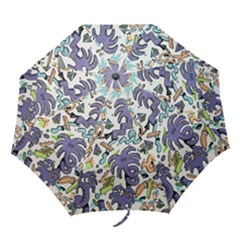 Purple Orange Green Blue Cartoon Folding Umbrellas by Bangk1t