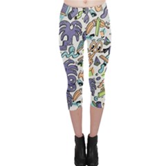 Purple Orange Green Blue Cartoon Capri Leggings  by Bangk1t