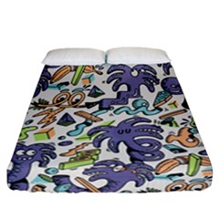 Purple Orange Green Blue Cartoon Fitted Sheet (california King Size) by Bangk1t