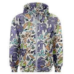 Purple Orange Green Blue Cartoon Men s Zipper Hoodie by Bangk1t