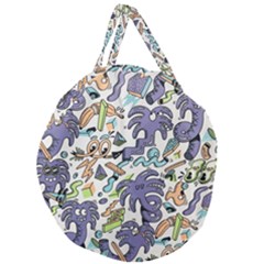 Purple Orange Green Blue Cartoon Giant Round Zipper Tote by Bangk1t