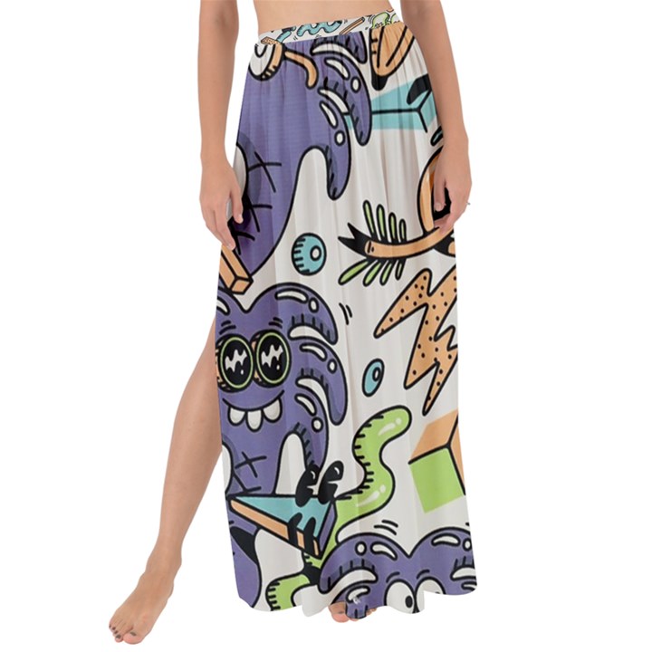 Purple Orange Green Blue Cartoon Maxi Chiffon Tie-Up Sarong