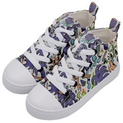 Purple Orange Green Blue Cartoon Kids  Mid-top Canvas Sneakers by Bangk1t