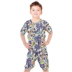 Purple Orange Green Blue Cartoon Kids  Tee And Shorts Set by Bangk1t