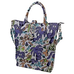 Purple Orange Green Blue Cartoon Buckle Top Tote Bag by Bangk1t