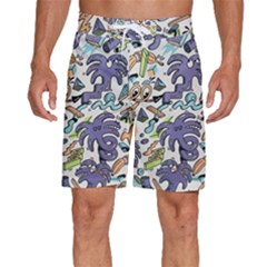 Purple Orange Green Blue Cartoon Men s Beach Shorts by Bangk1t