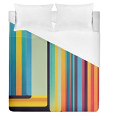 Colorful Rainbow Striped Pattern Stripes Background Duvet Cover (queen Size) by Bangk1t