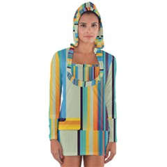 Colorful Rainbow Striped Pattern Stripes Background Long Sleeve Hooded T-shirt by Bangk1t