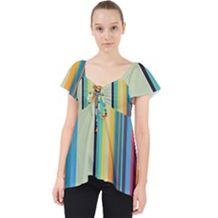 Colorful Rainbow Striped Pattern Stripes Background Lace Front Dolly Top by Bangk1t