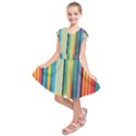 Colorful Rainbow Striped Pattern Stripes Background Kids  Short Sleeve Dress View1