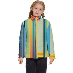 Colorful Rainbow Striped Pattern Stripes Background Kids  Puffer Bubble Jacket Coat