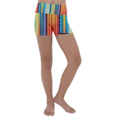 Colorful Rainbow Striped Pattern Stripes Background Kids  Lightweight Velour Yoga Shorts by Bangk1t