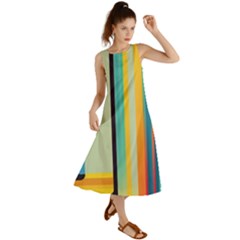 Colorful Rainbow Striped Pattern Stripes Background Summer Maxi Dress by Bangk1t