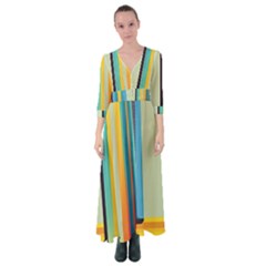 Colorful Rainbow Striped Pattern Stripes Background Button Up Maxi Dress by Bangk1t