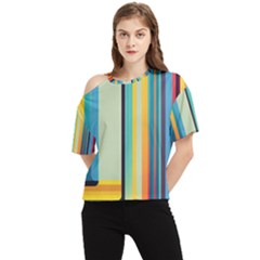 Colorful Rainbow Striped Pattern Stripes Background One Shoulder Cut Out Tee by Bangk1t