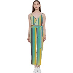 Colorful Rainbow Striped Pattern Stripes Background V-neck Camisole Jumpsuit by Bangk1t