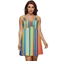 Colorful Rainbow Striped Pattern Stripes Background Ruffle Strap Babydoll Chiffon Dress by Bangk1t