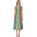 Colorful Rainbow Striped Pattern Stripes Background V-Neck Drawstring Shoulder Sleeveless Maxi Dress View1