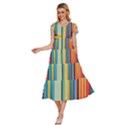 Colorful Rainbow Striped Pattern Stripes Background V-Neck Drawstring Shoulder Sleeveless Maxi Dress View2