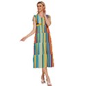 Colorful Rainbow Striped Pattern Stripes Background V-Neck Drawstring Shoulder Sleeveless Maxi Dress View3