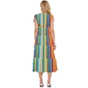 Colorful Rainbow Striped Pattern Stripes Background V-Neck Drawstring Shoulder Sleeveless Maxi Dress View4