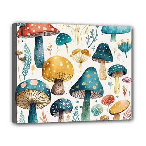 Mushroom Forest Fantasy Flower Nature Deluxe Canvas 20  X 16  (stretched) by Bangk1t