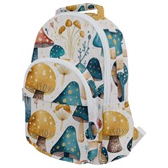 Mushroom Forest Fantasy Flower Nature Rounded Multi Pocket Backpack by Bangk1t