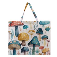 Mushroom Forest Fantasy Flower Nature Zipper Large Tote Bag by Bangk1t